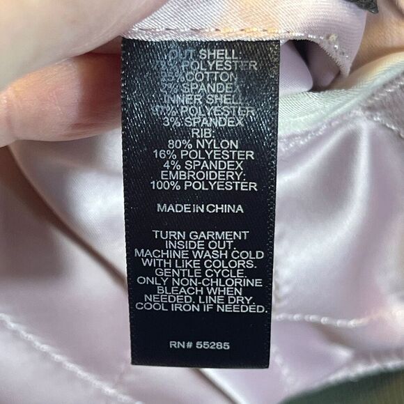 Express Green Cream Reversible Embroidered Satin Bomber Jacket Size Small - Picture 8 of 12